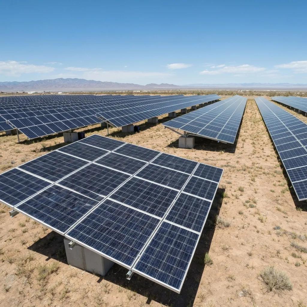 Commercial ground-mounted solar array in Nevada with optimal sun exposure