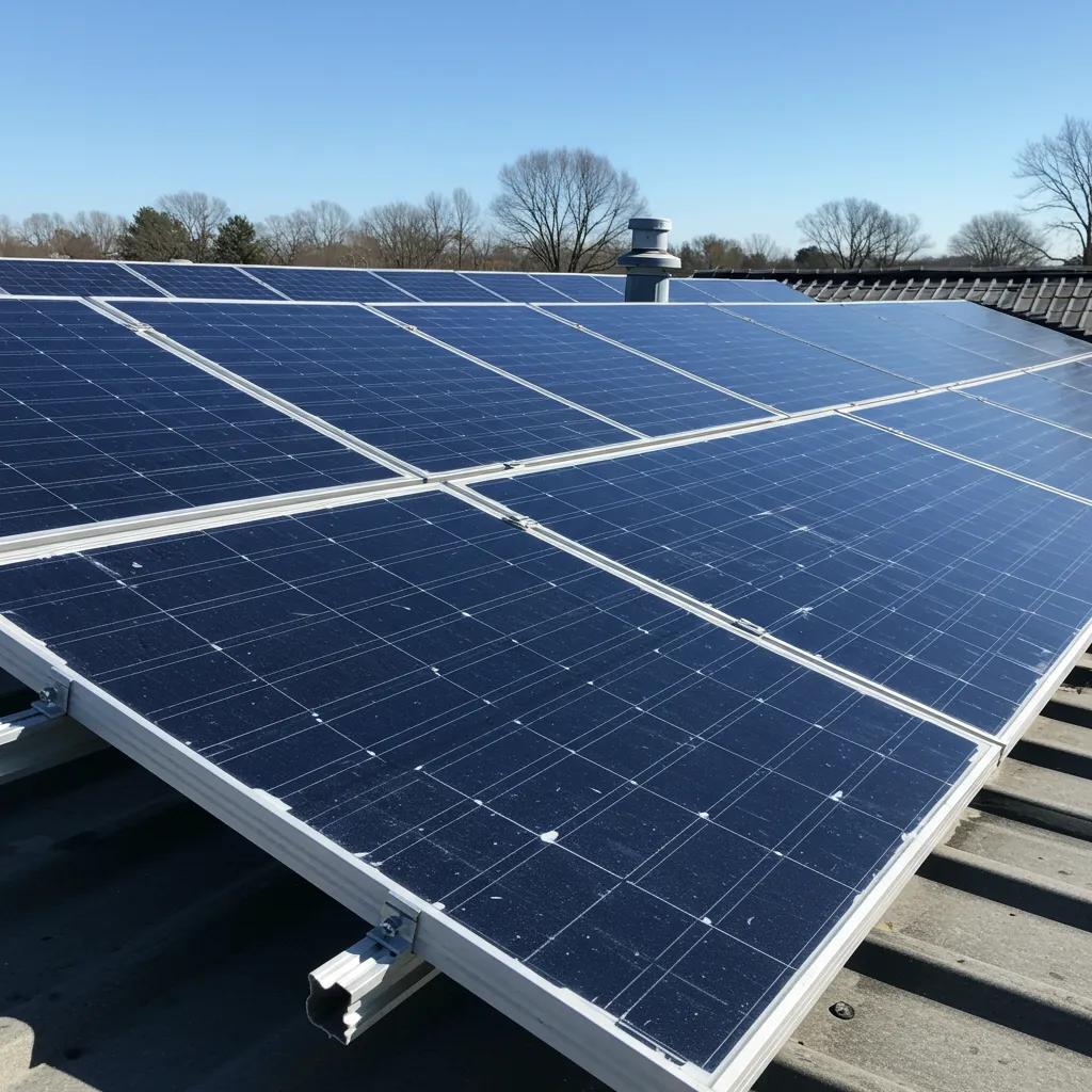 Bifacial solar panels on a rooftop under a clear blue sky, highlighting dual-sided technology for enhanced energy efficiency
