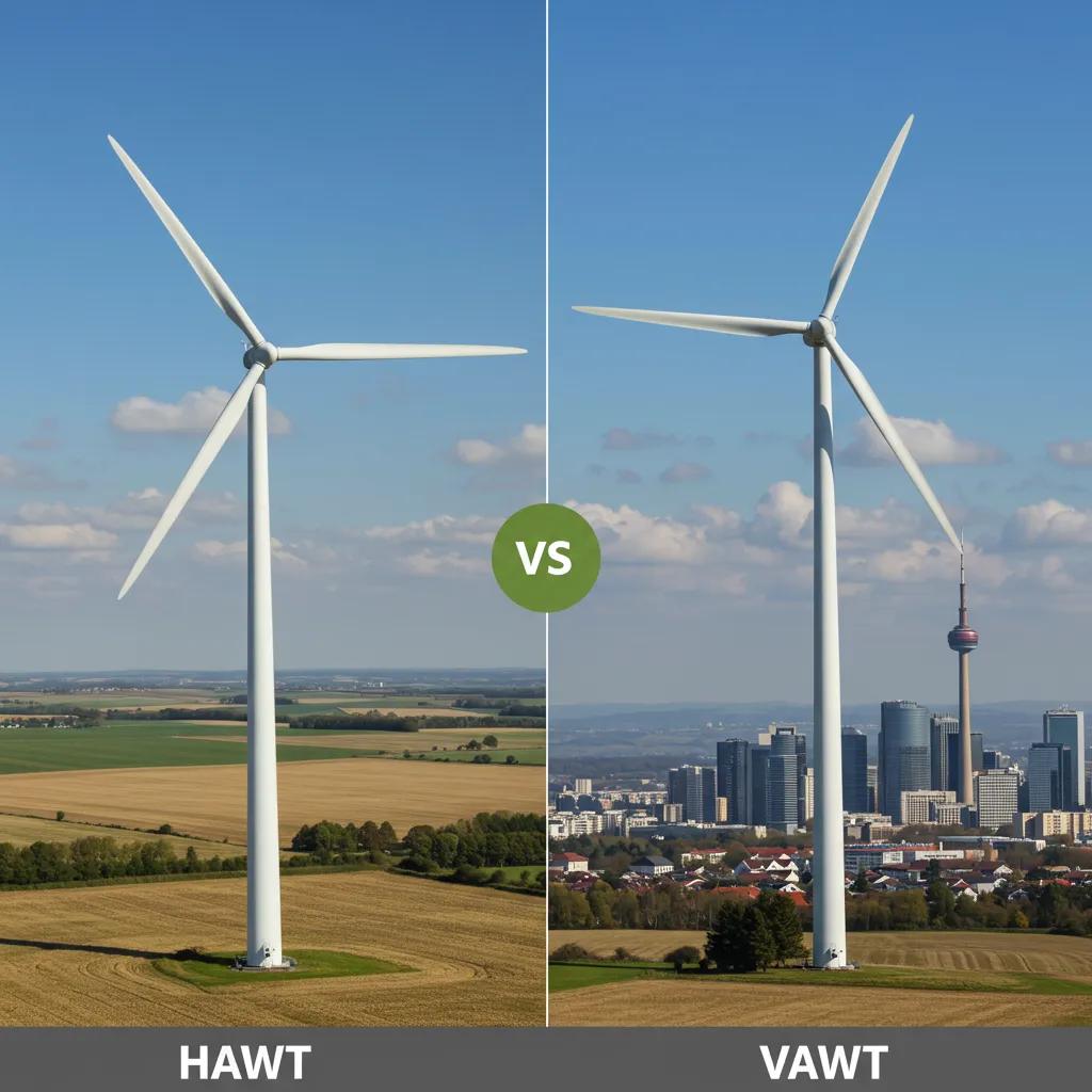 A visual comparison showcasing Horizontal Axis and Vertical Axis Wind Turbines in various settings.