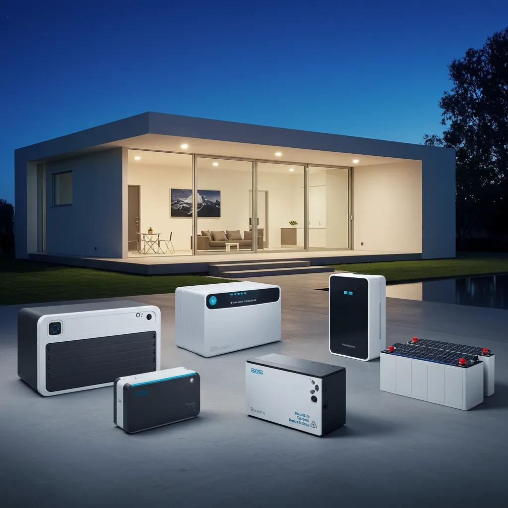 Various types of solar battery storage systems displayed within a contemporary home, showcasing energy solutions for Las Vegas residents