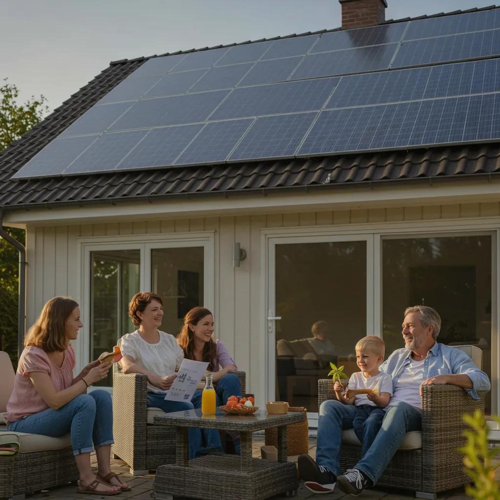 A happy family enjoying their solar-powered home in Las Vegas