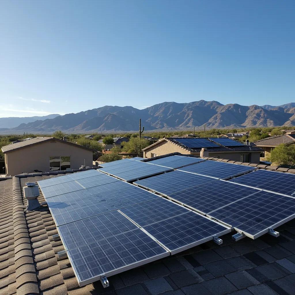 Residential rooftop solar panel installation in Nevada under a clear blue sky