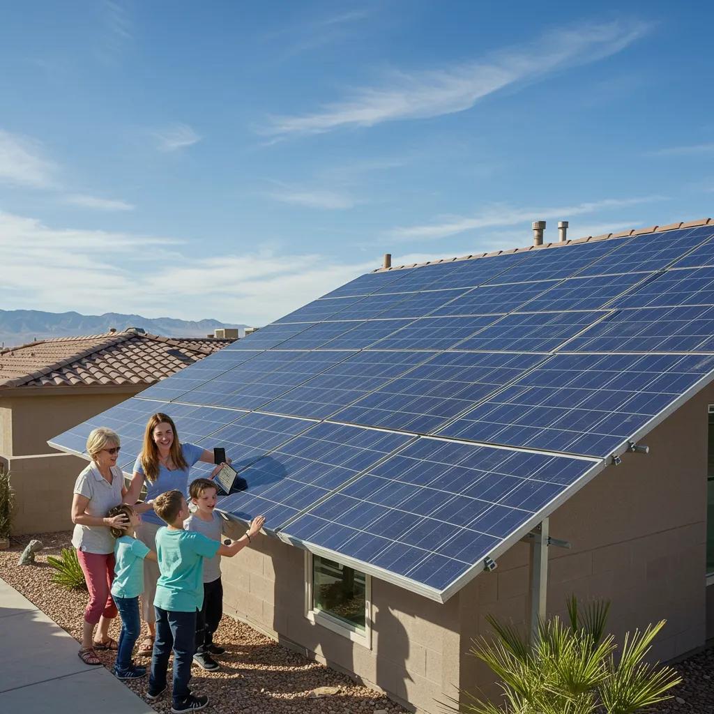 Solar panel installation on a modern home in Las Vegas, highlighting sustainability and energy efficiency