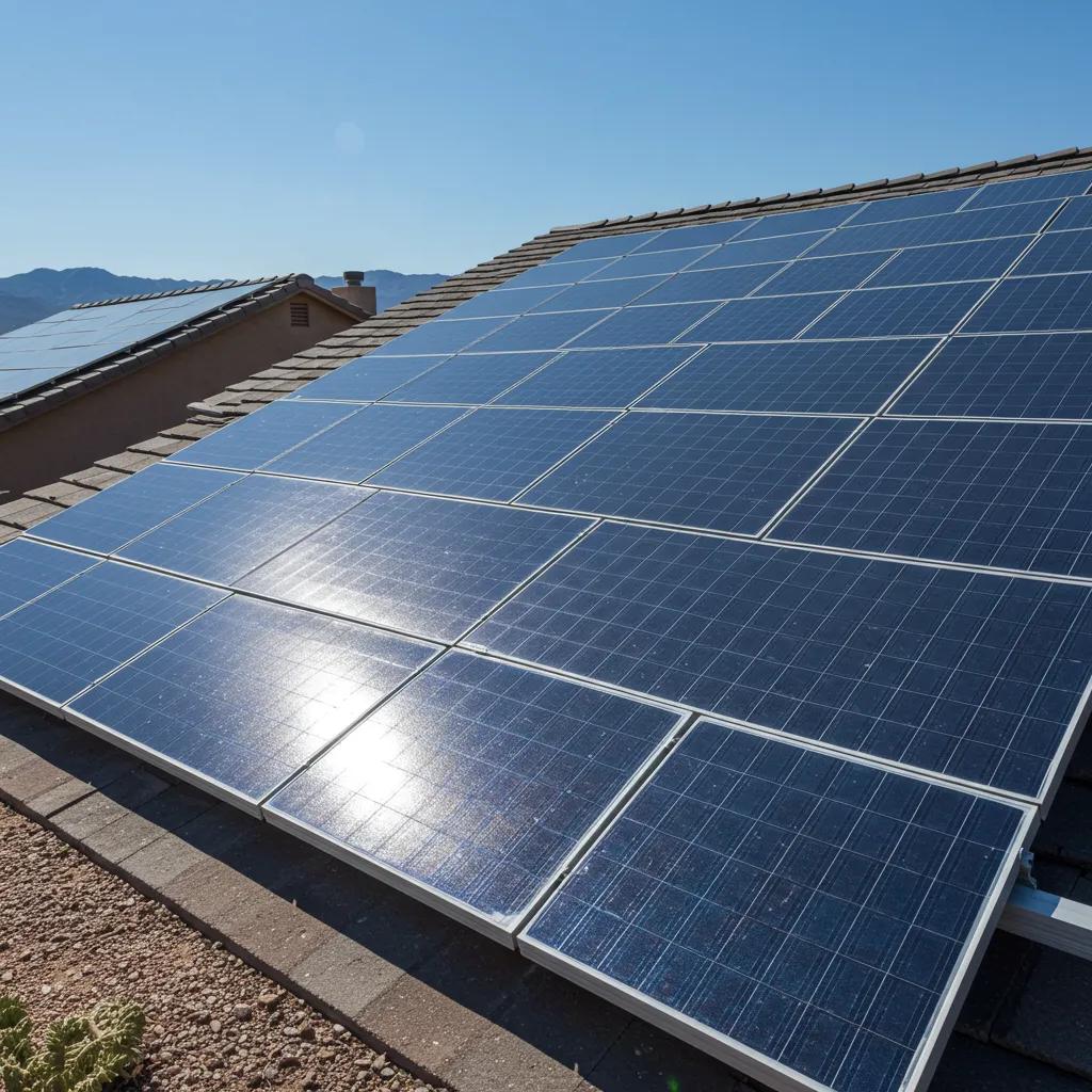 Solar panels on a modern Nevada home under a clear blue sky, symbolizing energy efficiency and sustainability