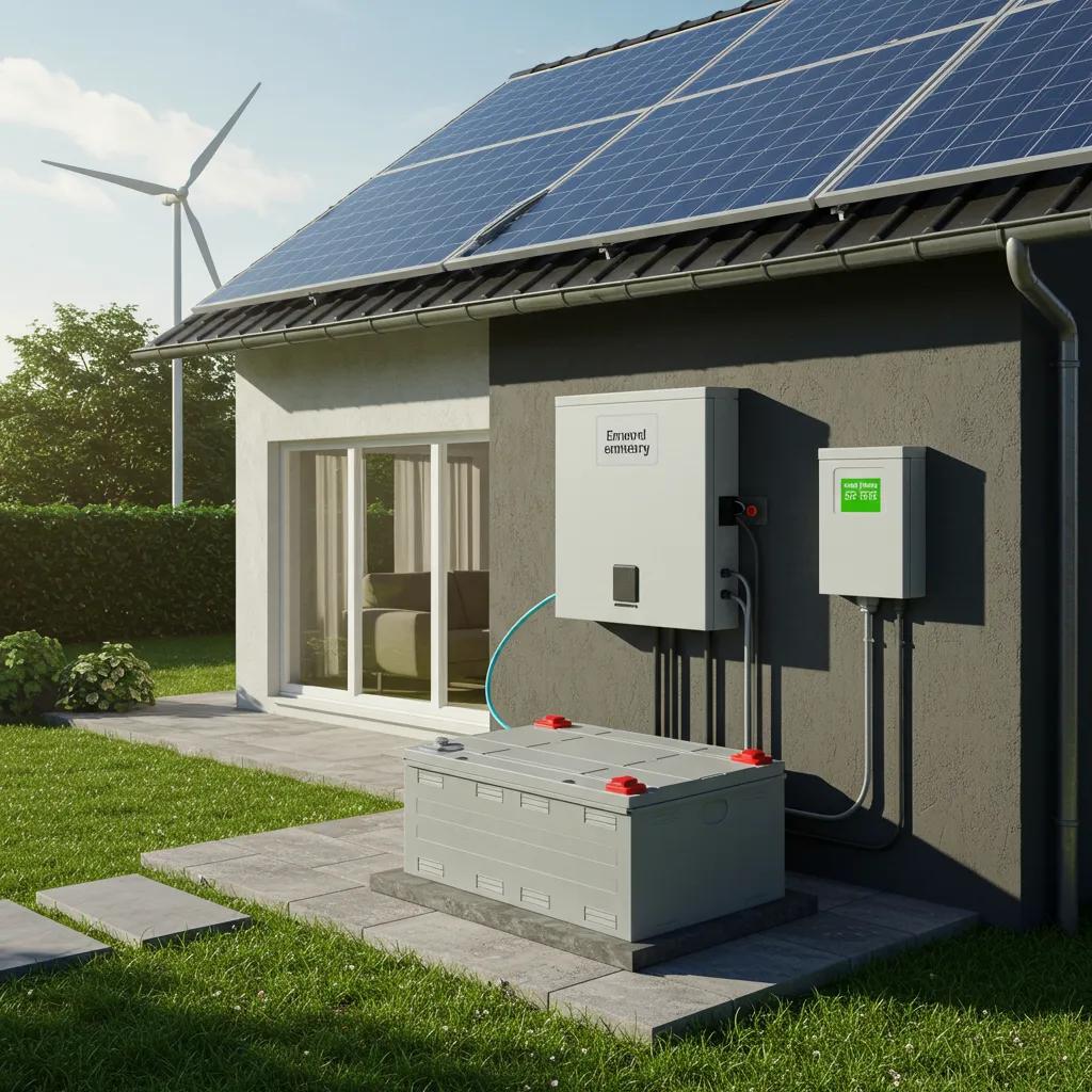 Home battery storage system integrated with solar panels, highlighting eligibility for federal tax credit